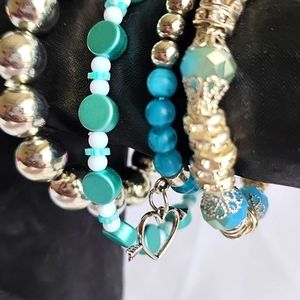 Turquoise and Silver Diva Stack Bracelets